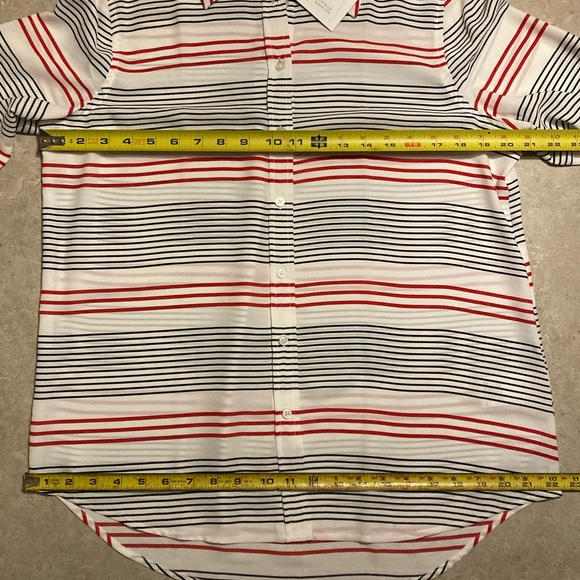 👛 NWT Como blu sheer blouse, large-🤍,❤️ & 🖤 stripe - Picture 5 of 10